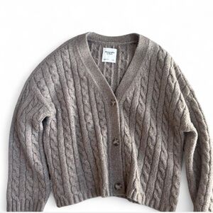Abercrombie & Fitch Taupe Cable Knit Cardigan